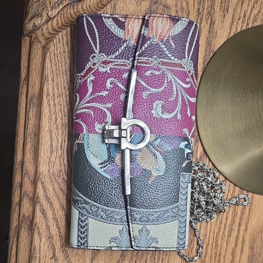 Salvatore Ferragamo Purple and Silver Clutch